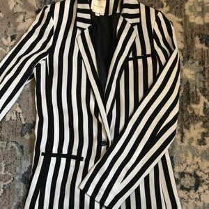 BLACK AND BEIGE STRIPED BLAZER. SIZE S